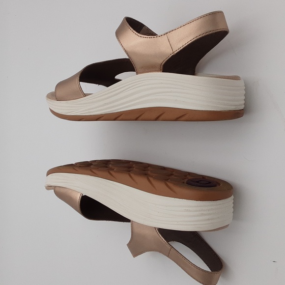 Bionica Cybele eather platform sandals gold women 8M vacation casual office - Picture 7 of 14